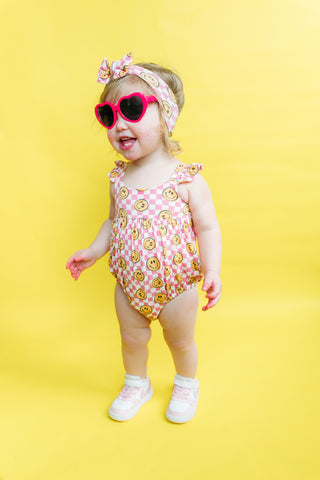 BLUSHIN' CHECKERS DREAM BUBBLE ROMPER