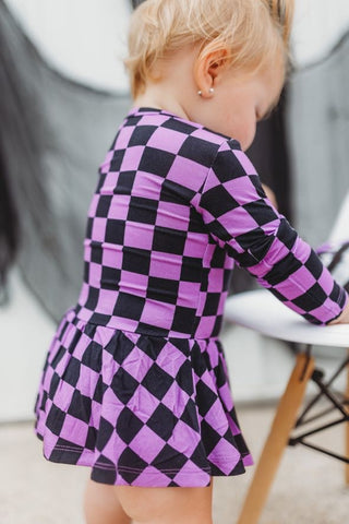 SPOOKY CHECKERS DREAM BODYSUIT DRESS