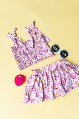 EXCLUSIVE GIRLS JUST WANNA HAVE SUN DREAM SMOCKED SKORT SET