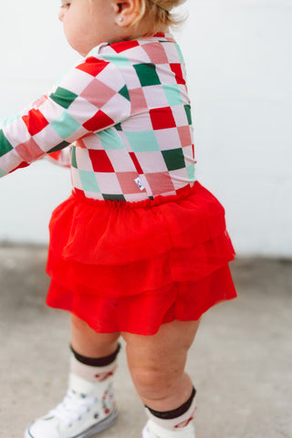 CHEERFUL CHECKS DREAM TUTU BODYSUIT DRESS