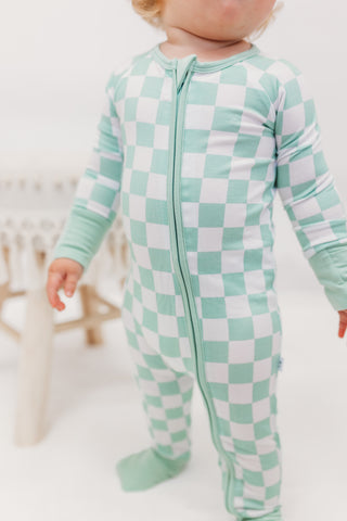 MINT CHECKERS DREAM ROMPER