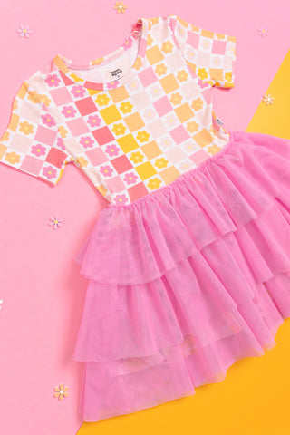 SUMMER SUNSET CHECKERS DREAM TUTU DRESS