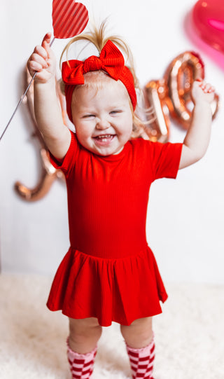 RED RIB DREAM BODYSUIT DRESS