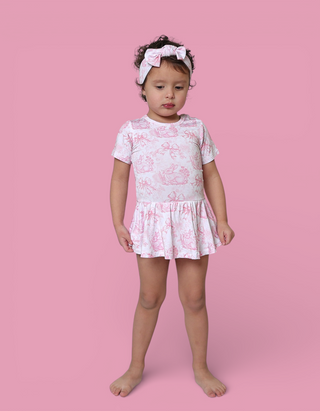 BLUSH BUNNY TOILE DREAM BODYSUIT DRESS