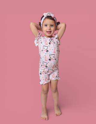 PRETTY AND PAR DREAM RUFFLE SHORT SET