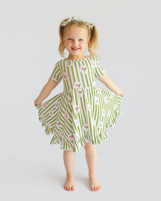 ROSIE'S MEADOW STRIPES DREAM RUFFLE DRESS