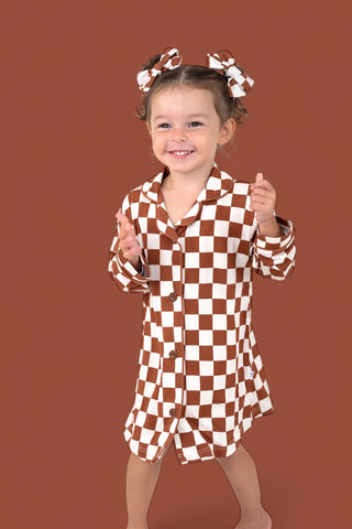 COPPER CHECKERS GIRL'S DREAM GOWN