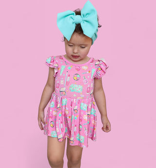 GLAMOUR MAGIC DREAM RUFFLED CAP SLEEVE BODYSUIT DRESS