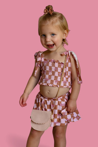 EXCLUSIVE SUNSET BEACH CHECKERS DREAM SMOCKED SKORT SET