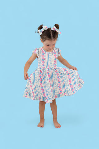 PETITE POSIE CAP SLEEVE DREAM RUFFLE DRESS