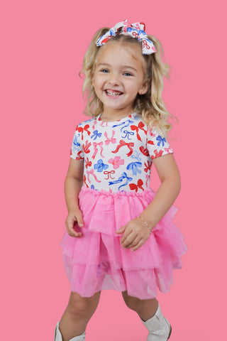 RED, WHITE AND BOWS DREAM TUTU DRESS