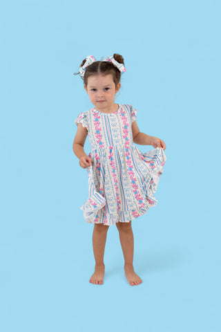 PETITE POSIE CAP SLEEVE DREAM RUFFLE DRESS