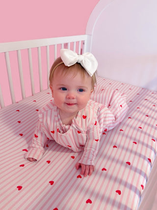 SWEETHEART STRIPES DREAM CRIB SHEET