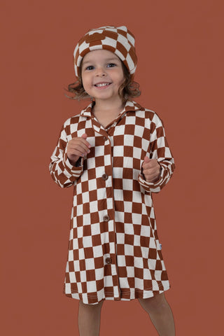 COPPER CHECKERS GIRL'S DREAM GOWN