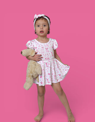PINK PUPPY TOILE DREAM CAP SLEEVE BODYSUIT DRESS