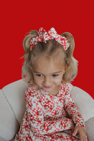 JOLLY SANTA CHECKERS DREAM BOW HAIR CLIPS