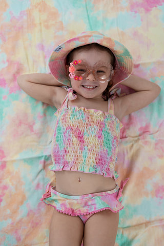 RAINBOW CLOUDS DREAM SMOCKED TANKINI TWO PIECE SWIM SUIT