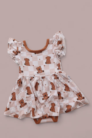 COZY BEAR DREAM CAP SLEEVE BODYSUIT DRESS