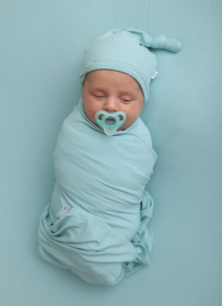 HAZY BLUE RIB DREAM CRIB SHEET