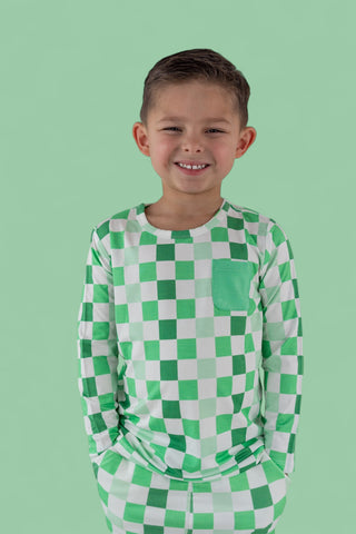 LUCKY CHECKERS LONG SLEEVE DREAM POCKET TEE