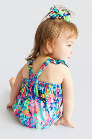 OCEAN GLOW DREAM RUFFLED BUBBLE ROMPER