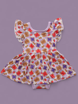 EXCLUSIVE PEANUT BUTTER JELLY TIME DREAM CAP SLEEVE BODYSUIT DRESS