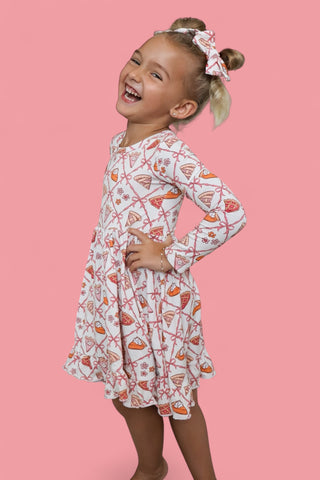 SLICE OF FALL LONG SLEEVE DREAM RUFFLE DRESS