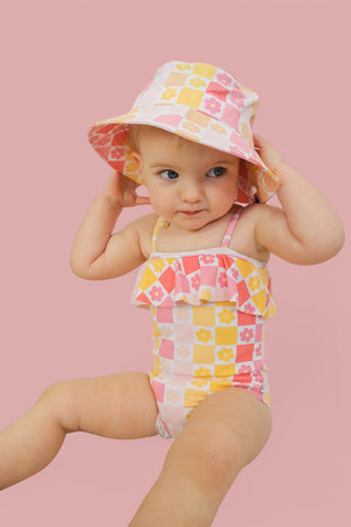 SUMMER SUNSET CHECKERS DREAM ONE PIECE SWIM SUIT