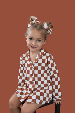 COPPER CHECKERS GIRL'S DREAM GOWN