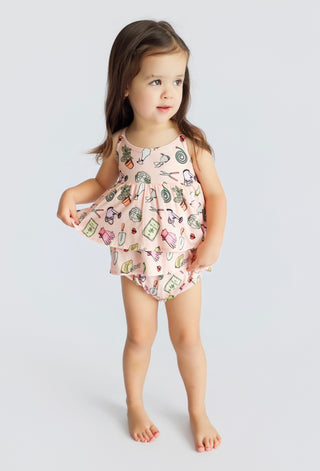 IN THE GARDEN DREAM RUFFLED BUBBLE ROMPER