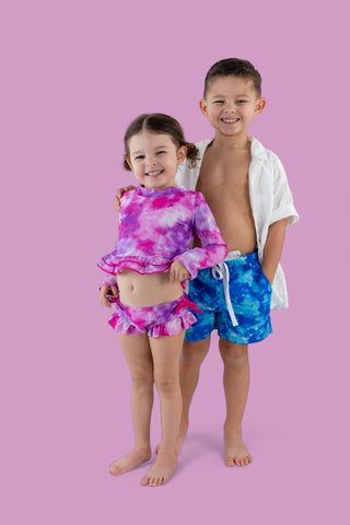 CANDY CLOUDS DREAM 2-PIECE RASH GUARD RUFFLE SWIM SUIT