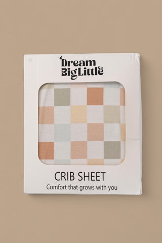 MUTED CHECKERS DREAM CRIB SHEET