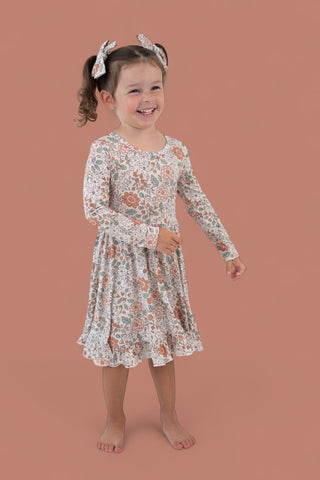 AUTUMN BLOSSOM LONG SLEEVE DREAM RUFFLE DRESS