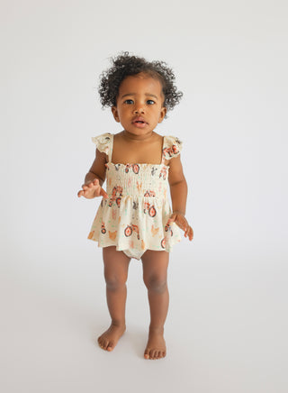 FARMYARD FRIENDS DREAM SMOCKED BABYDOLL BUMMIES SET