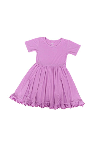 FOREVER LILAC RIB DREAM RUFFLE DRESS