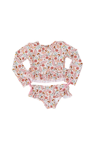 FUN IN THE SUN DREAM TWO-PIECE RASH GUARD RUFFLE SWIM SUIT