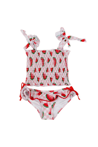 ONE IN A MELON DREAM SMOCKED TANKINI TWO PIECE SWIM SUIT