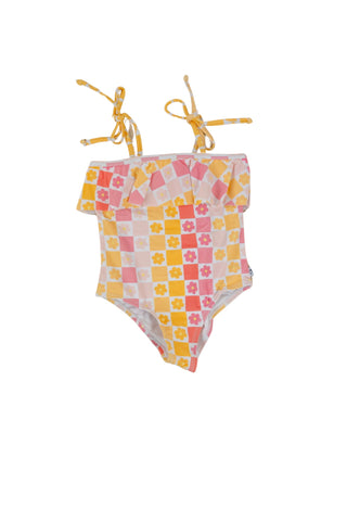 SUMMER SUNSET CHECKERS DREAM ONE PIECE SWIM SUIT