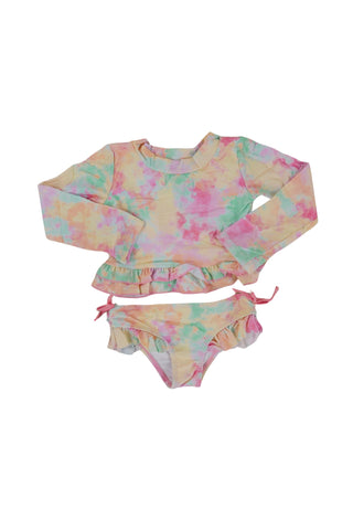 RAINBOW CLOUDS DREAM 2-PIECE RASH GUARD RUFFLE SWIM SUIT