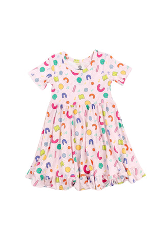 Dream Big Little Co x CoComelon ALPHABET SHORT SLEEVE DREAM RUFFLE DRESS