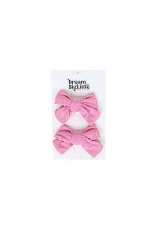 BELLA PINK RIB DREAM BOW HAIR CLIPS