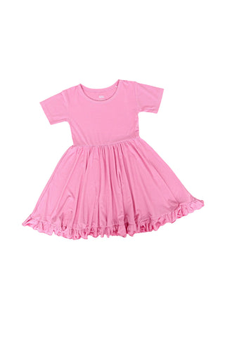 BELLA PINK RIB DREAM RUFFLE DRESS