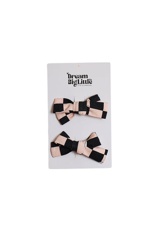 RETRO DAISY CHECKS DREAM BOW HAIR CLIPS