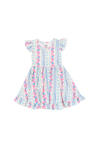 PETITE POSIE CAP SLEEVE DREAM RUFFLE DRESS