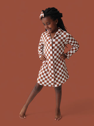 COPPER CHECKERS GIRL'S DREAM GOWN