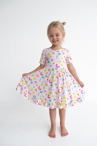 CoComelon x Dream Big Little Co ALPHABET SHORT SLEEVE DREAM RUFFLE DRESS