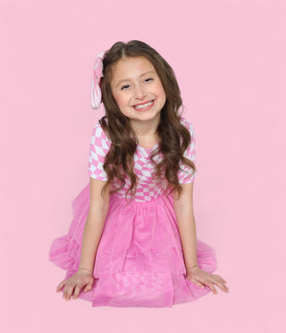 BUBBLEGUM WAVY CHECKERS DREAM TUTU DRESS