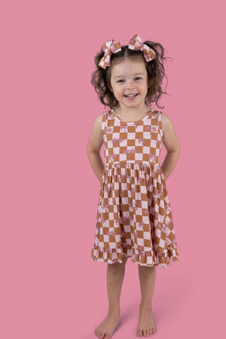 EXCLUSIVE SUNSET BEACH CHECKERS TANK DREAM RUFFLE DRESS