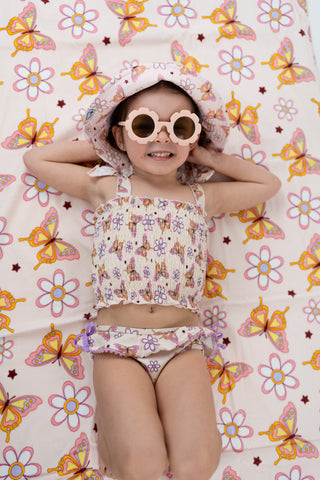 BLOSSOMIN’ BUTTERFLY DREAM SMOCKED TANKINI TWO PIECE SWIM SUIT