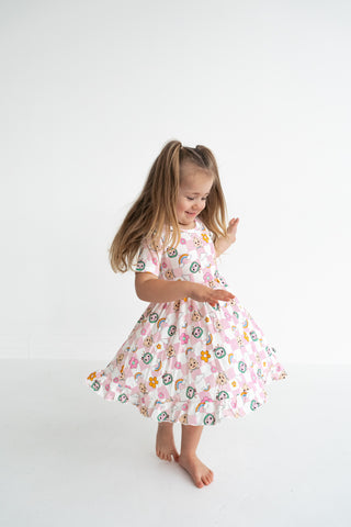 CoComelon x Dream Big Little Co JJ RAINBOW CHECKERS SHORT SLEEVE DREAM RUFFLE DRESS